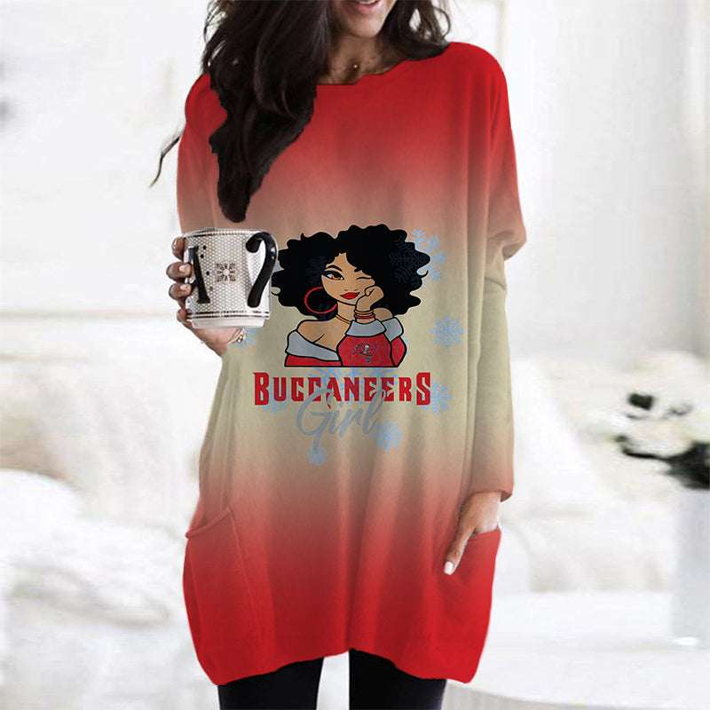 Tampa Bay Buccaneers Casual Long Sleeve Pocket Dress