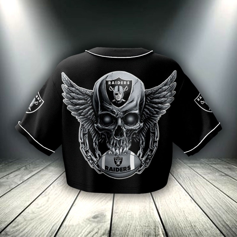 Las Vegas Raiders Crop Top Baseball Jersey Side View