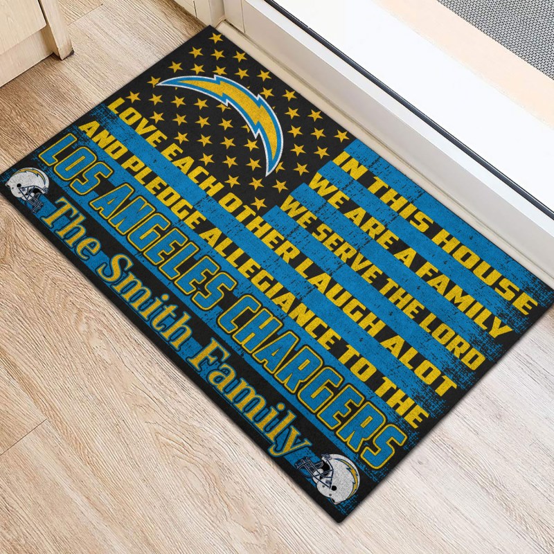 Los Angeles Chargers Personalized Doormat