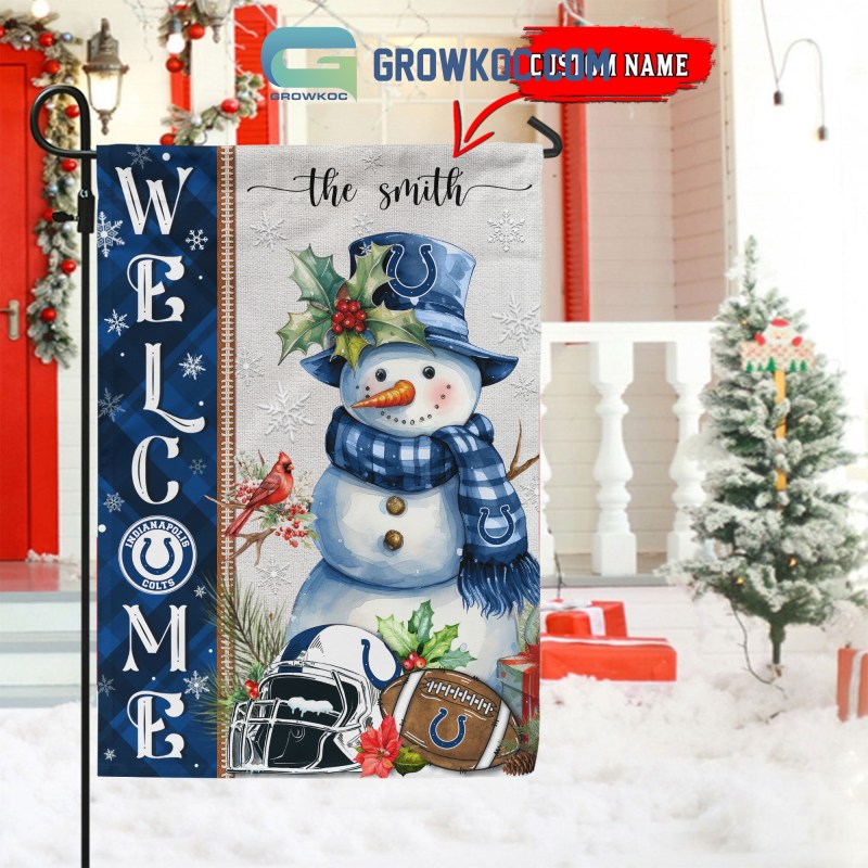 Indianapolis Colts Football Snowman Welcome Christmas Personalized House Garden Flag