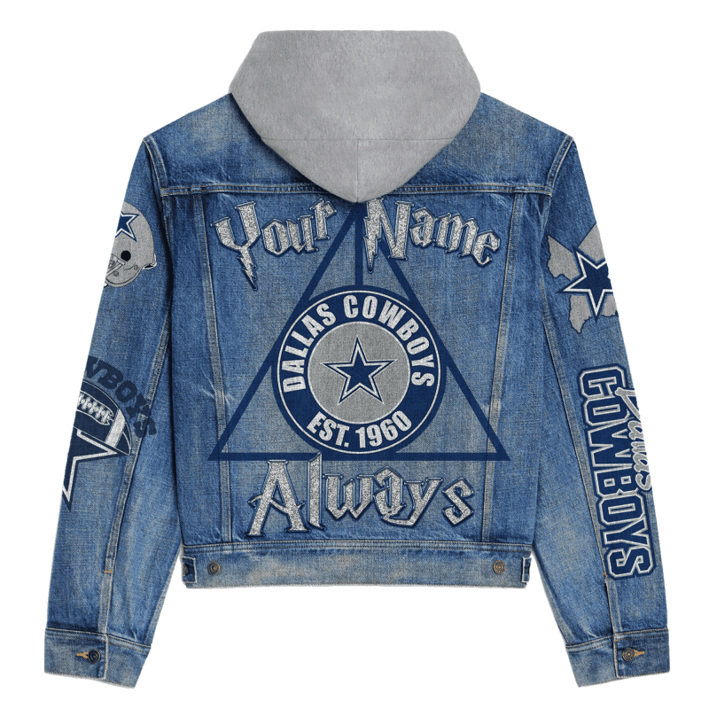 Dallas Cowboys Premium Hooded Denim Jacket Detail