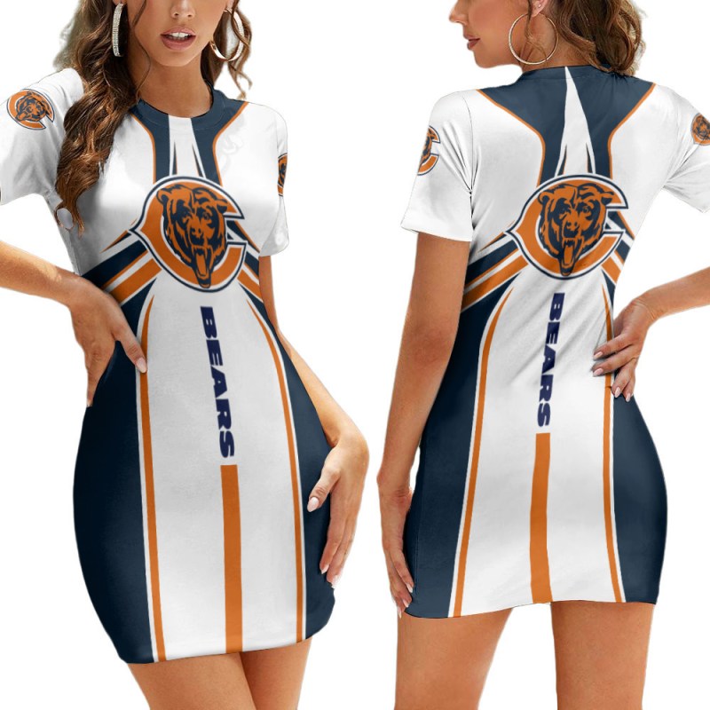 Chicago Bears Short Sleeve Bodycon Mini Dress