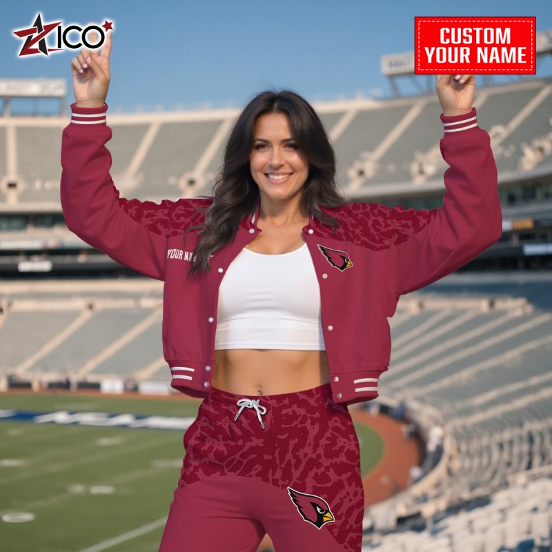 Arizona Cardinals Combo Crop Varsity Jacket And Sweatpants - Outdoor Details