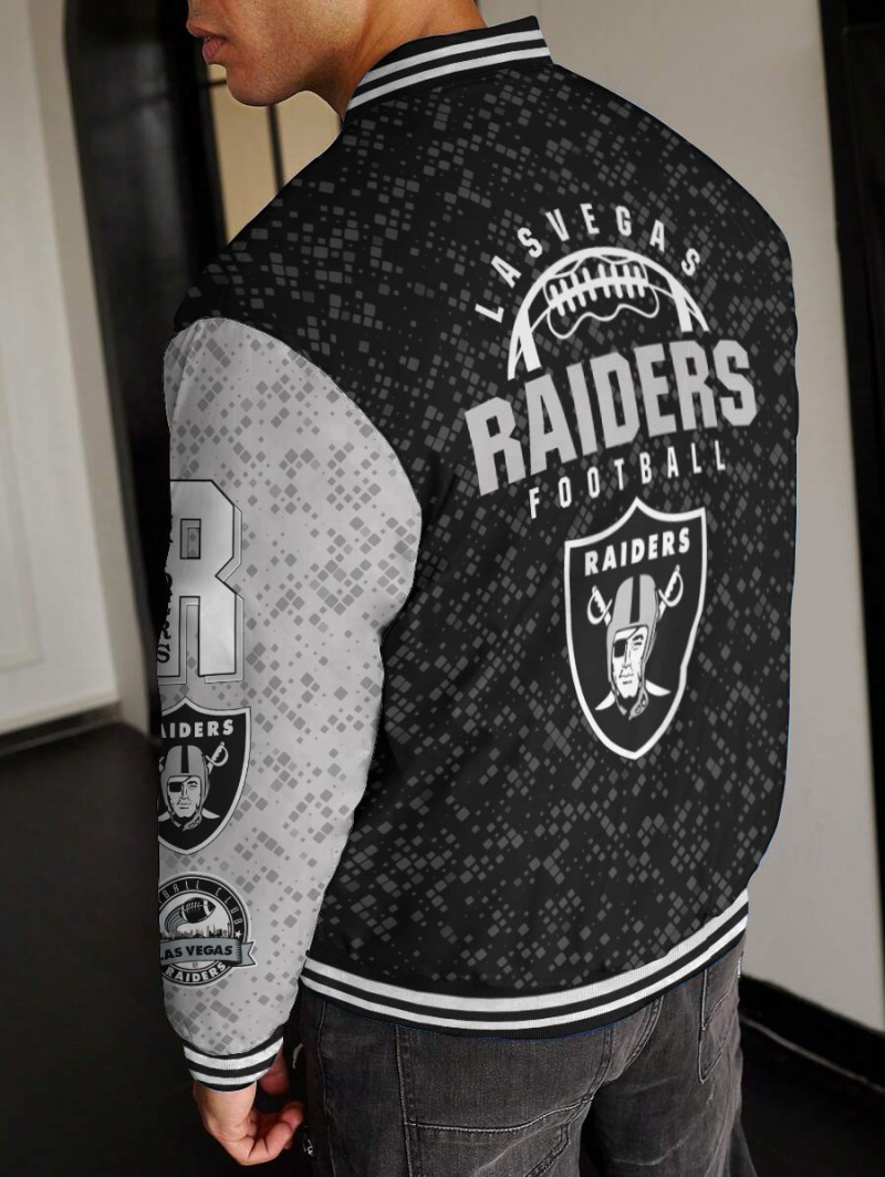 Las Vegas Raiders Varsity Jacket Back View
