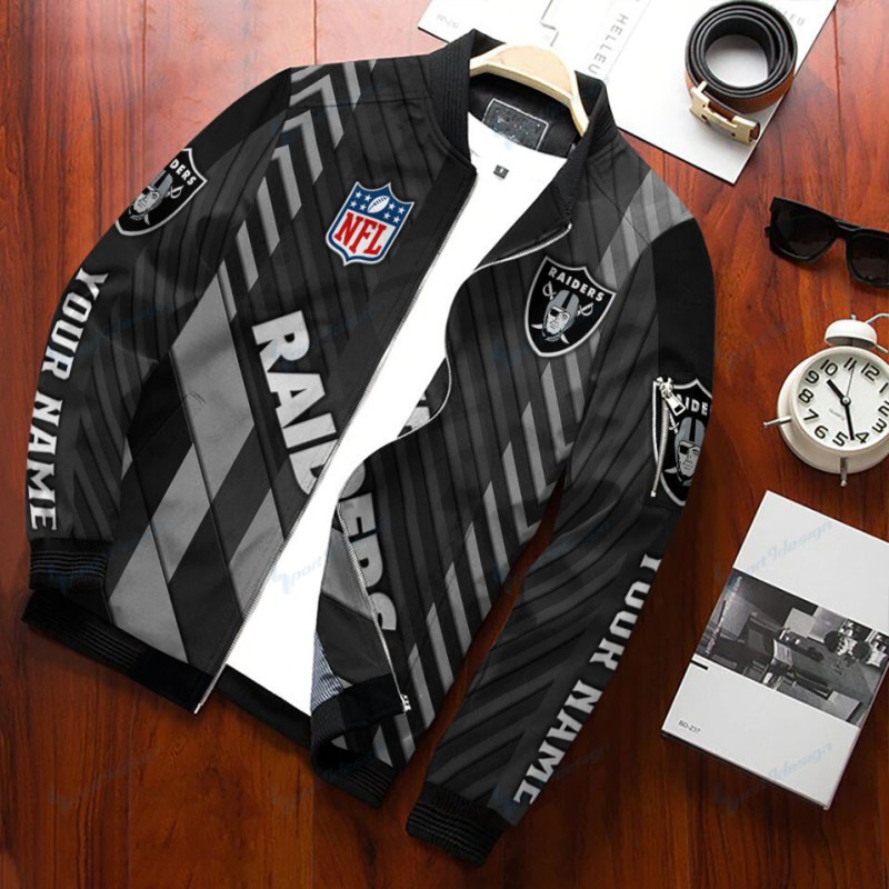 Las Vegas Raiders Personalized Bomber Jacket Side View