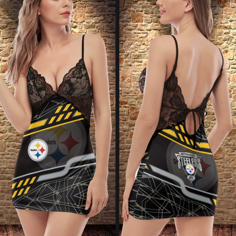 Pittsburgh Steelers Lace Back Slip Dress Image 2