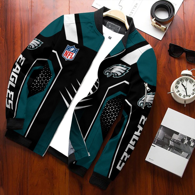 Close-Up of Philadelphia Eagles Bomber Jacket
