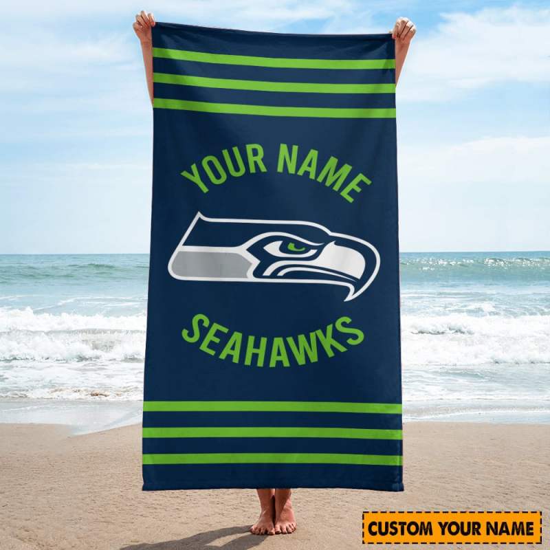 Seattle Seahawks Personalized Beach Towel 2