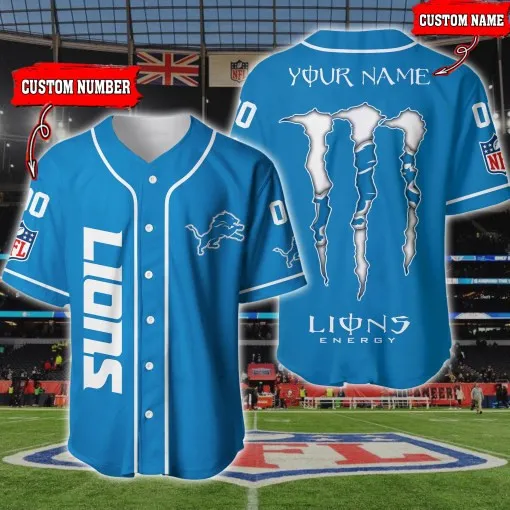 Detroit Lions Personalized Baseball Jersey