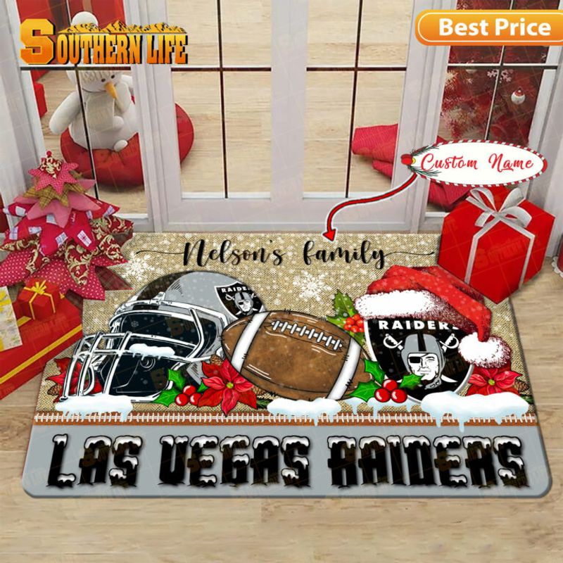 Las Vegas Raiders Christmas Personalized Doormat