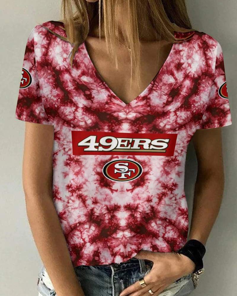 San Francisco 49ers Summer V-neck Women T-shirt