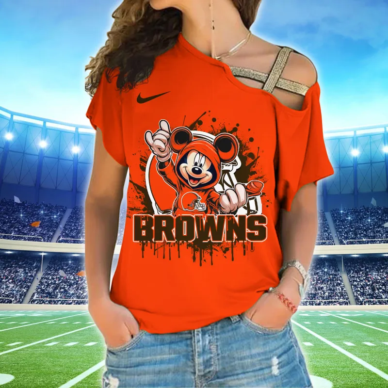 Cleveland Browns Women's Cross Strap Shoulder Shirt Detail View