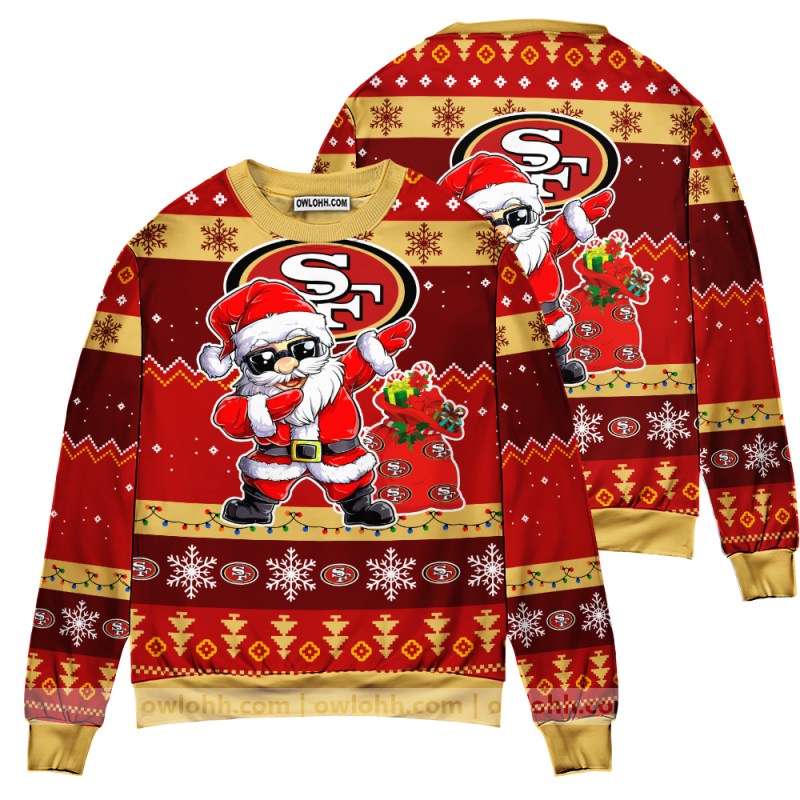 San Francisco 49ers Dabbing Santa Claus Sweater Image 3