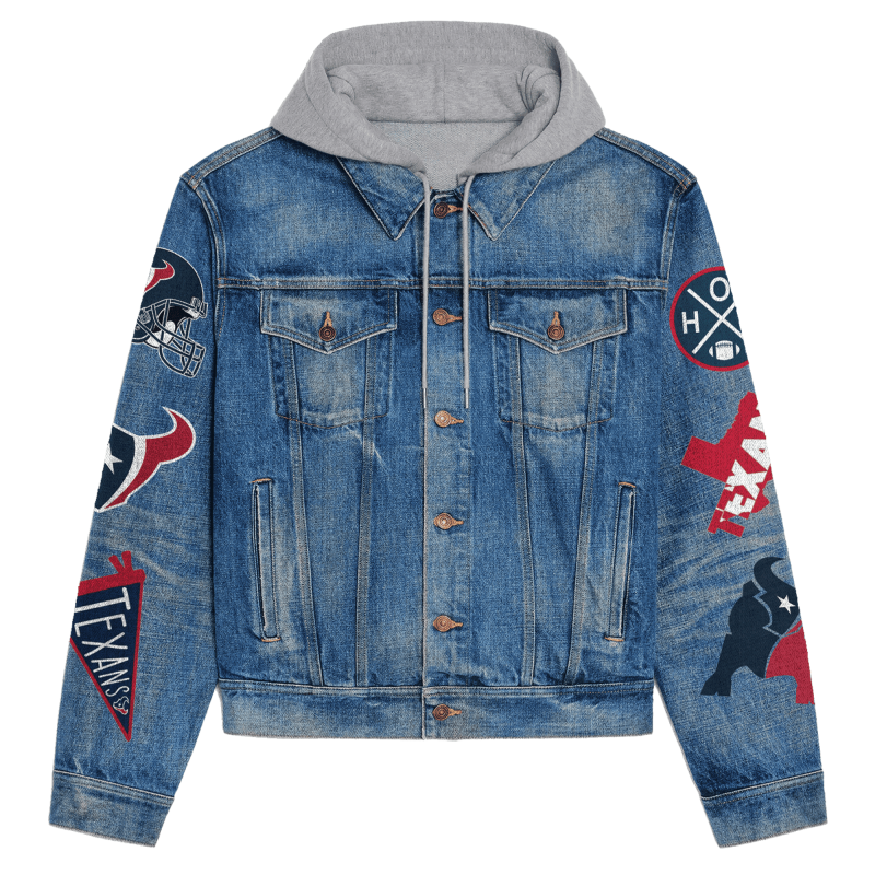Houston Texans Premium Hooded Denim Jacket - Detail View