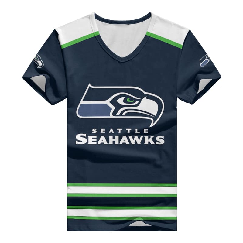 Front view of Seattle Seahawks V-neck T-shirt