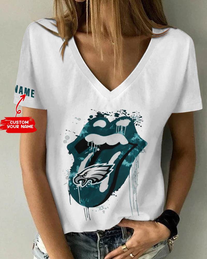 Personalized Philadelphia Eagles V-neck T-shirt