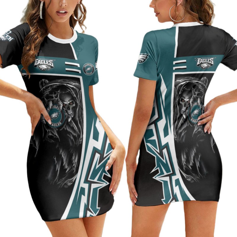 Philadelphia Eagles Casual Short Sleeve Bodycon Mini Dress