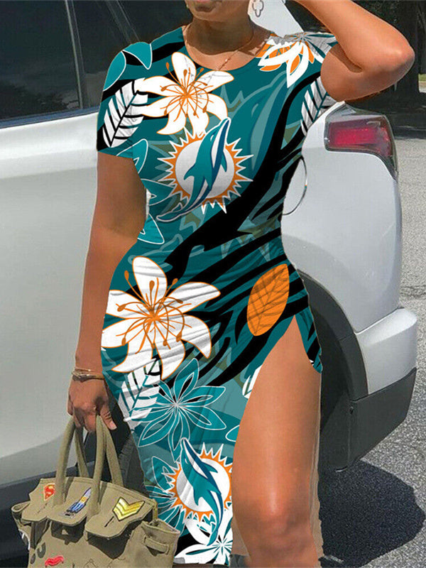Miami Dolphins Slit Bodycon Dress
