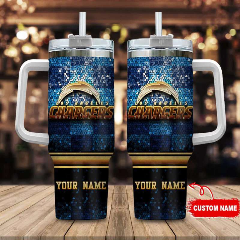 Los Angeles Chargers Personalized NFL Glitter 40oz Stanley Tumbler - Gift for Fans