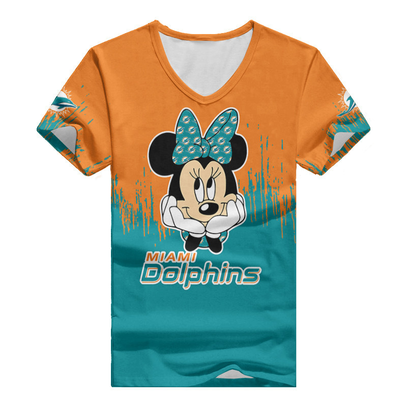 Miami Dolphins Personalized Summer V-neck T-Shirt Side