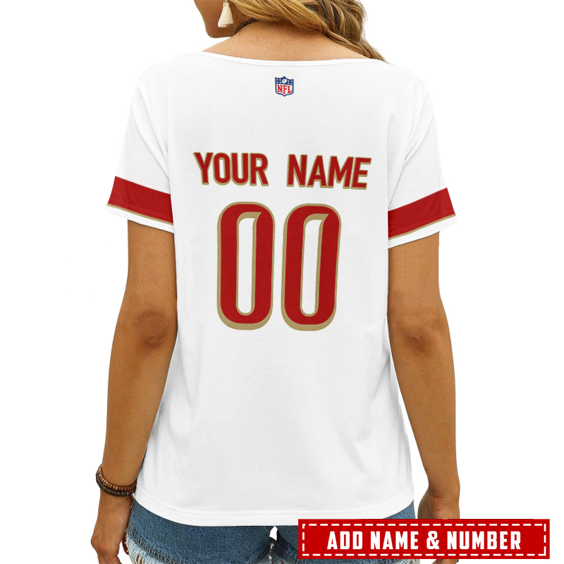 San Francisco 49ers Personalized V-neck Women T-shirt - Back View