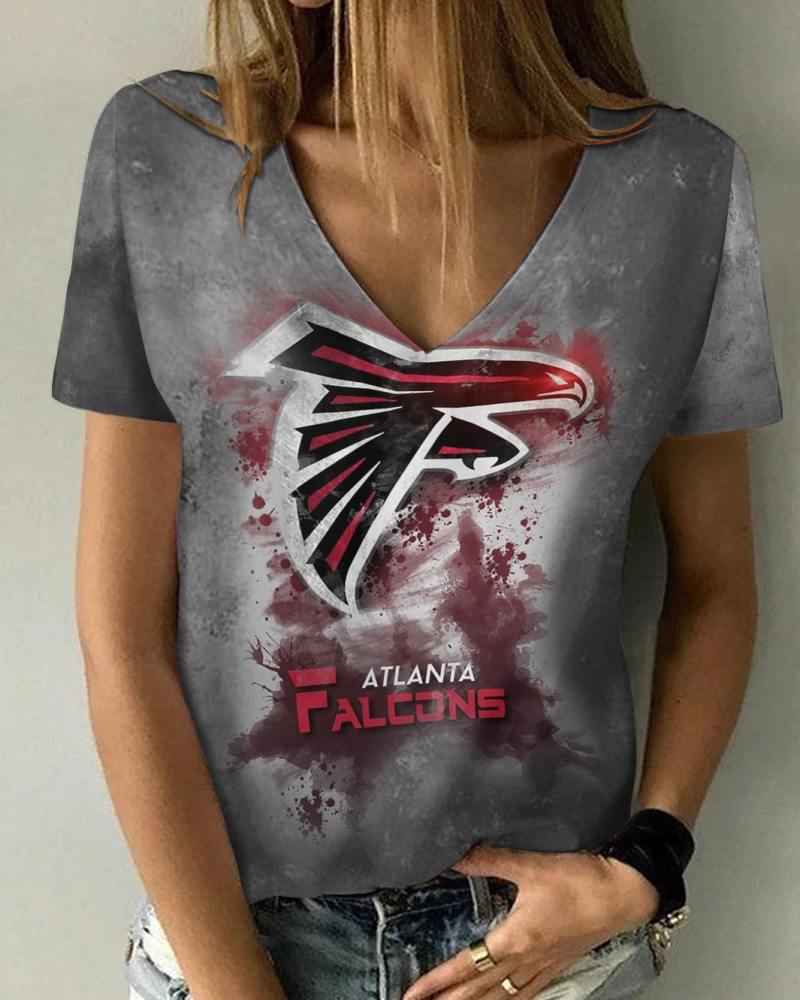 Atlanta Falcons V-neck Women T-shirt - Front View