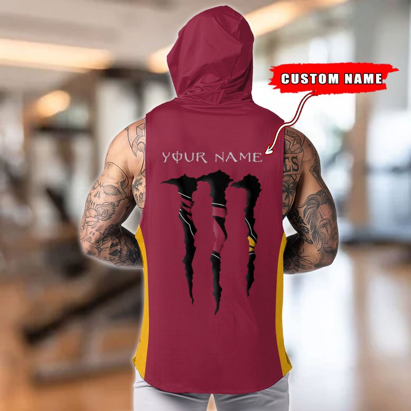 Arizona Cardinals Personalized Men's Workout Hooded Tank Top 4