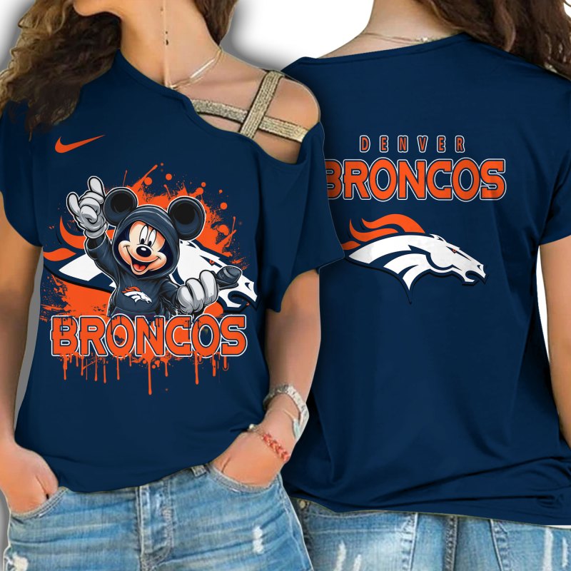 Denver Broncos Women's Cross Strap Shoulder Shirt Side View