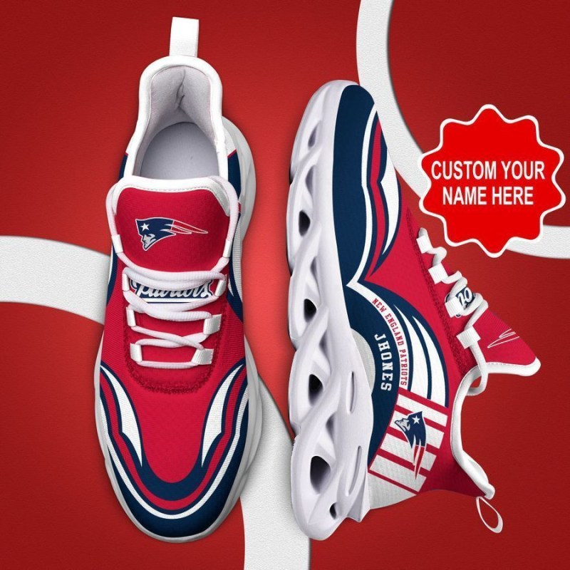 New England Patriots Yezy Running Sneakers on Display