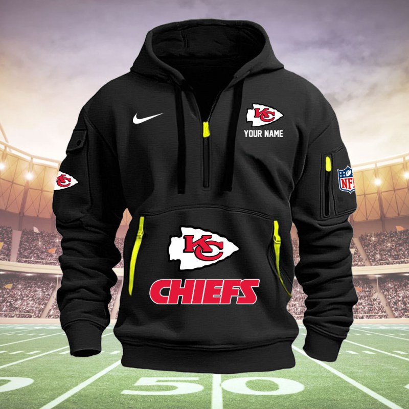 Kansas City Chiefs New Personalized Quarter Zip Hoodie 1