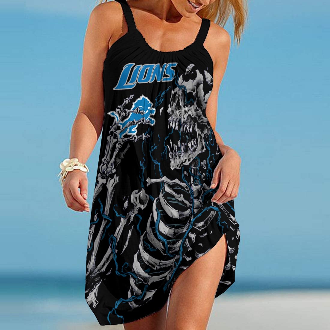 Detroit Lions Beach Dress Front View