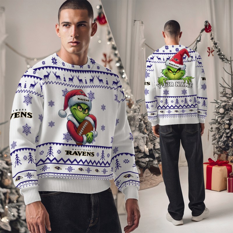 Baltimore Ravens Ugly Christmas Sweater Studio View