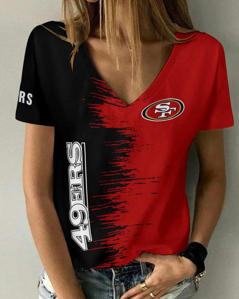 San Francisco 49ers Summer V-Neck Women T-Shirt