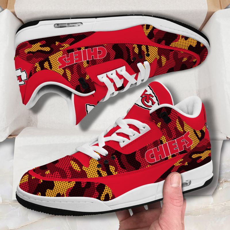 Kansas City Chiefs Camo Pattern White Leather JD03 Shoes