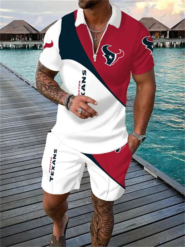 Houston Texans Zip Polo Shirt and Shorts