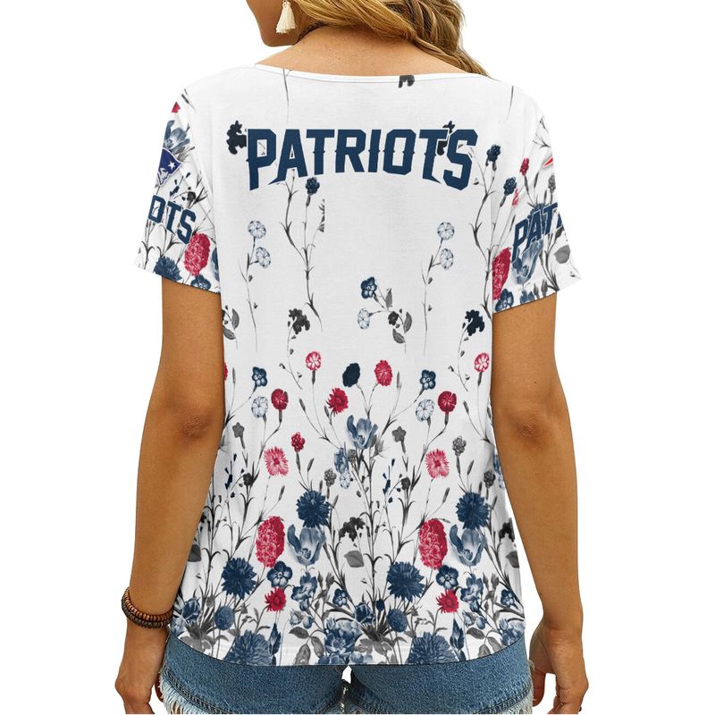 New England Patriots V-neck T-shirt Back View