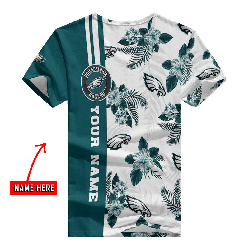 Philadelphia Eagles Personalized V-neck Women T-shirt Detail