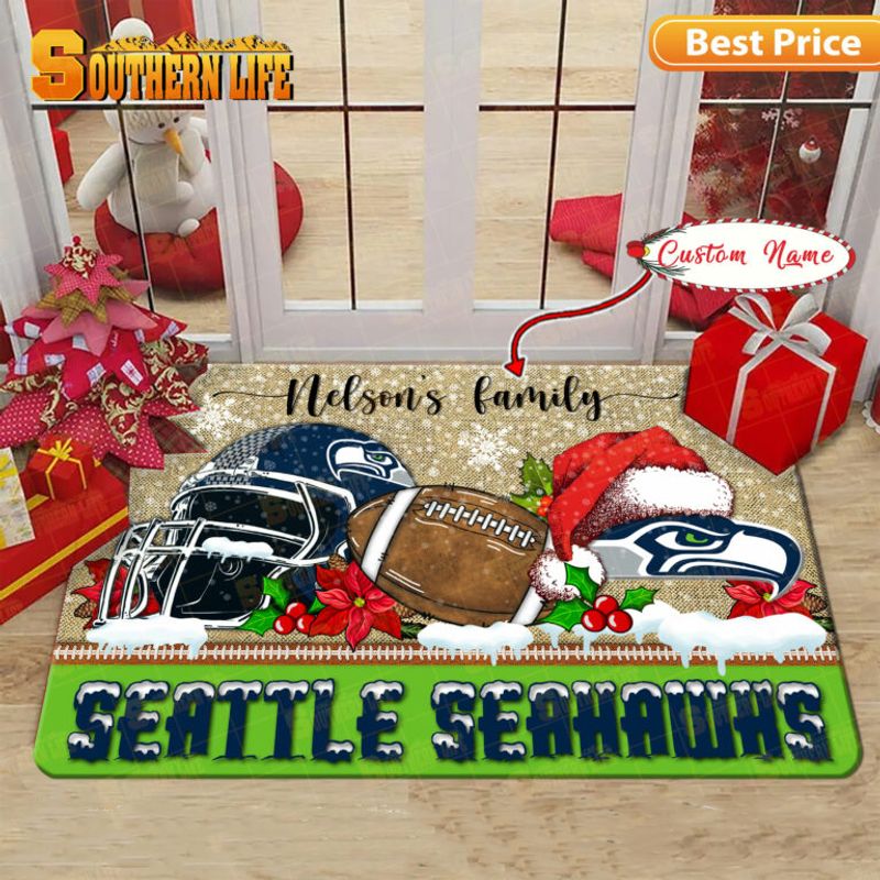 Seattle Seahawks Christmas Doormat