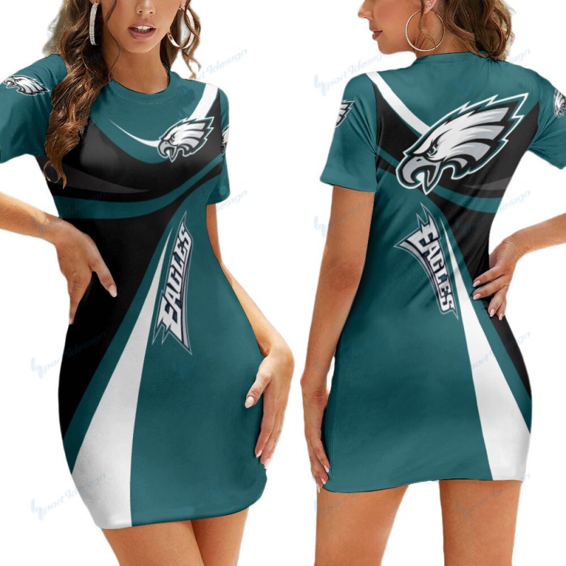 Philadelphia Eagles Short Sleeve Bodycon Mini Dress