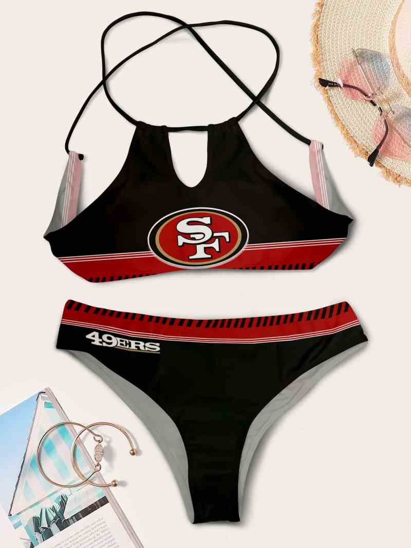 San Francisco 49ers Women's Cami Keyhole One-piece Swimsuit Side View