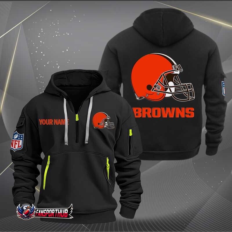 Cleveland Browns Personalized Quarter Zip Hoodie