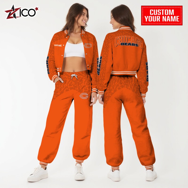 Chicago Bears Varsity Jacket and Sweatpants - Studio View