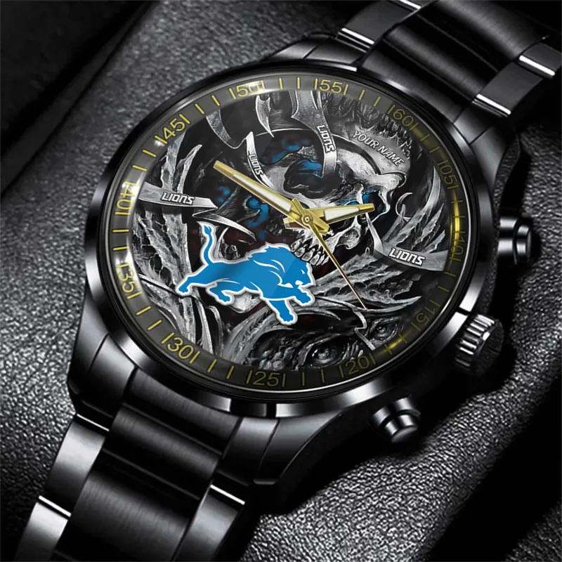 Detroit Lions Black Fashion Watch