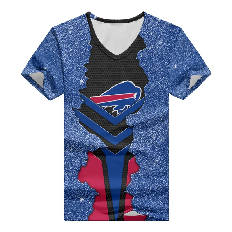Buffalo Bills Summer V-neck Women T-shirt Side View