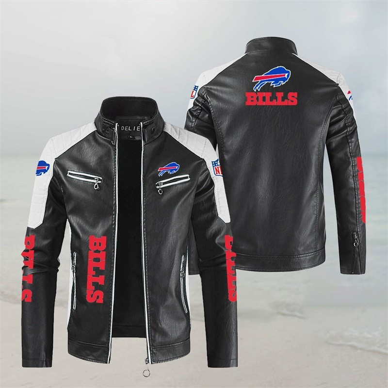 Buffalo Bills Stand Collar Leather Jacket