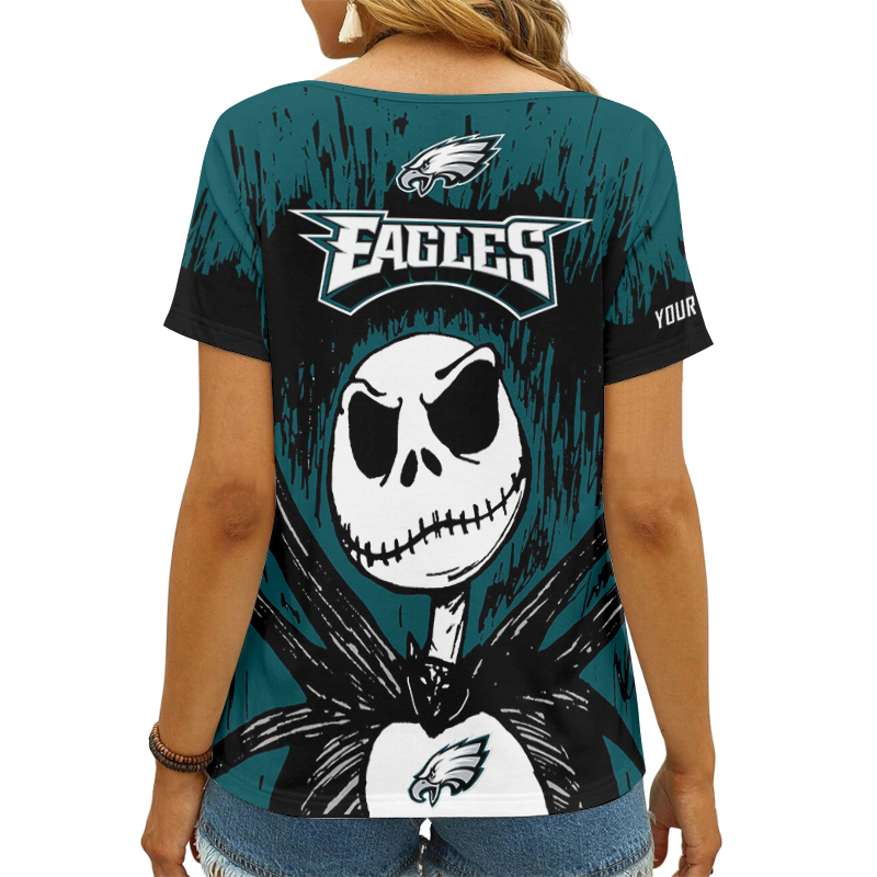 Philadelphia Eagles Personalized V-neck Women T-shirt Image 3