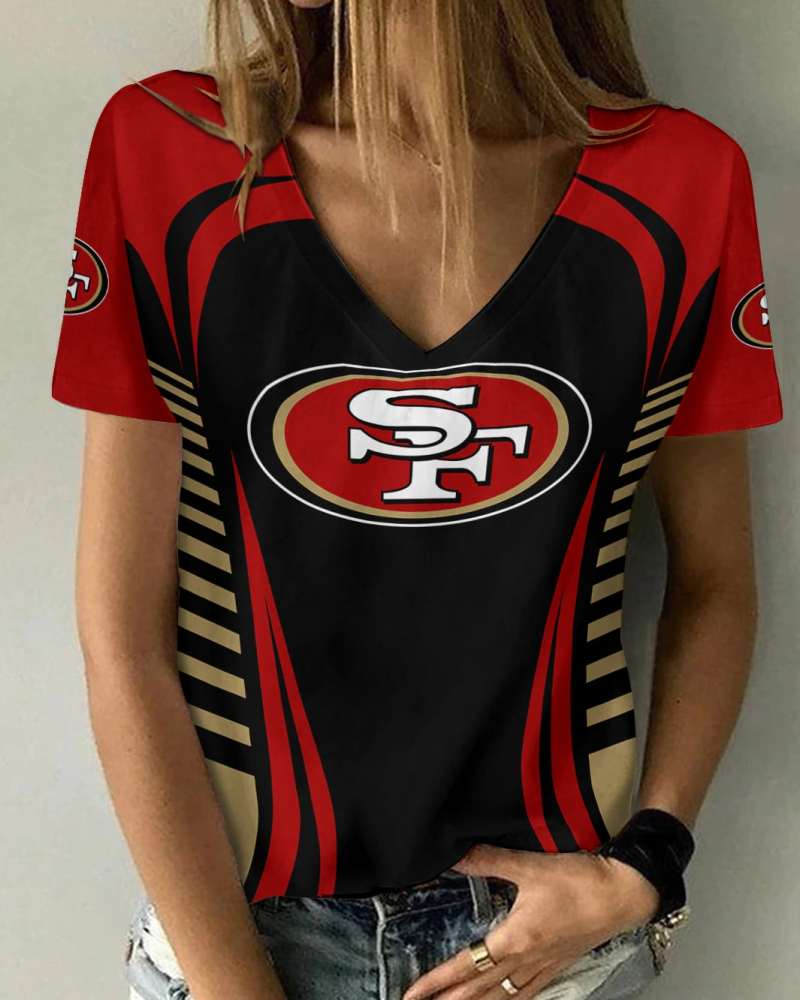 San Francisco 49ers V-neck Women T-shirt front view
