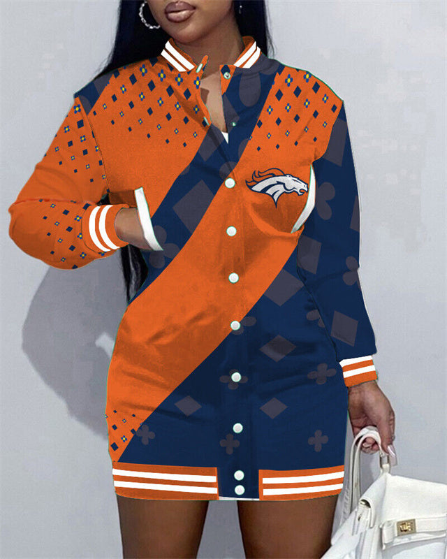 Denver Broncos Women Button Down Jacket Dress