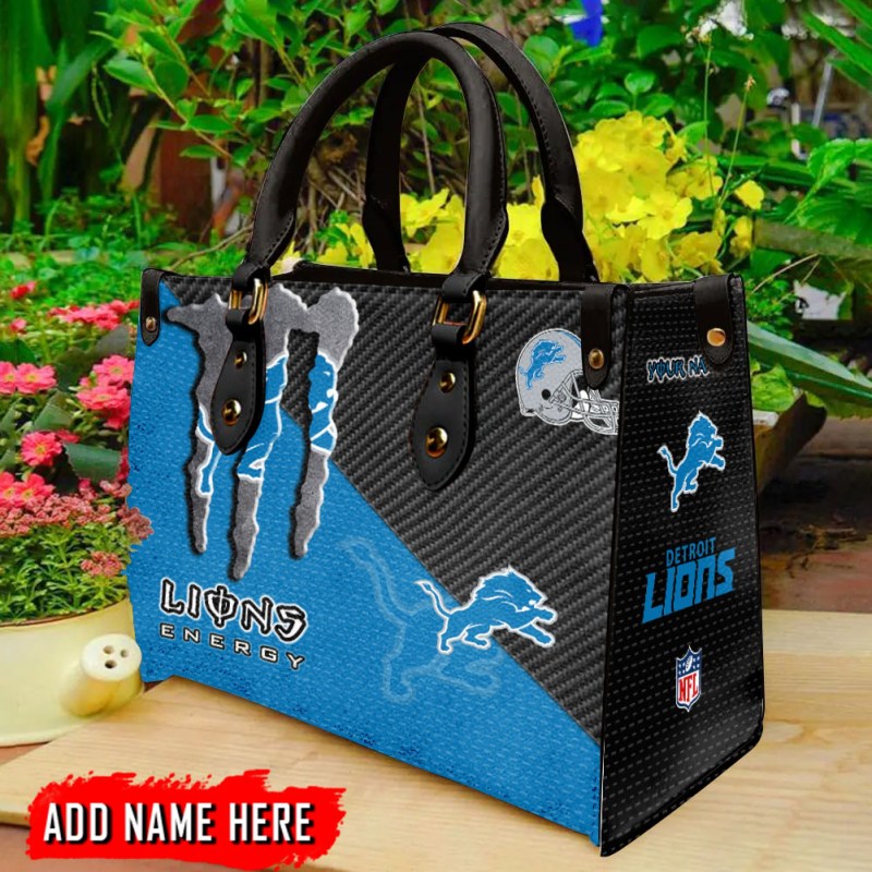 Detroit Lions Personalized Leather Hand Bag Image 1