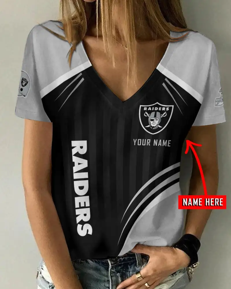 Las Vegas Raiders Personalized V-neck Women T-shirt